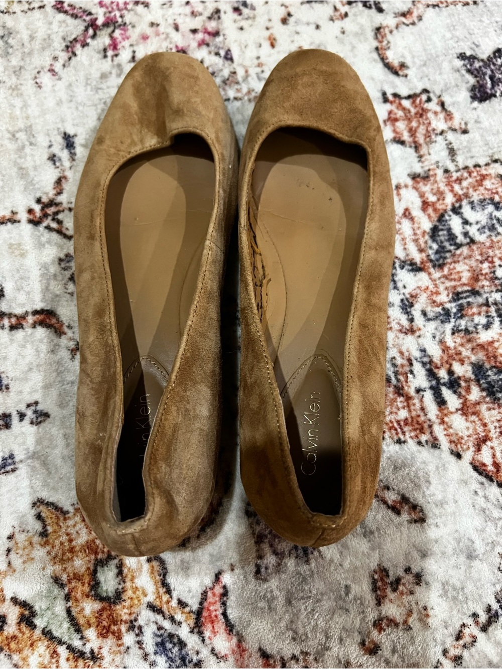 Calvin Klein Women's Brown Suede Slip-On Ballet Flats